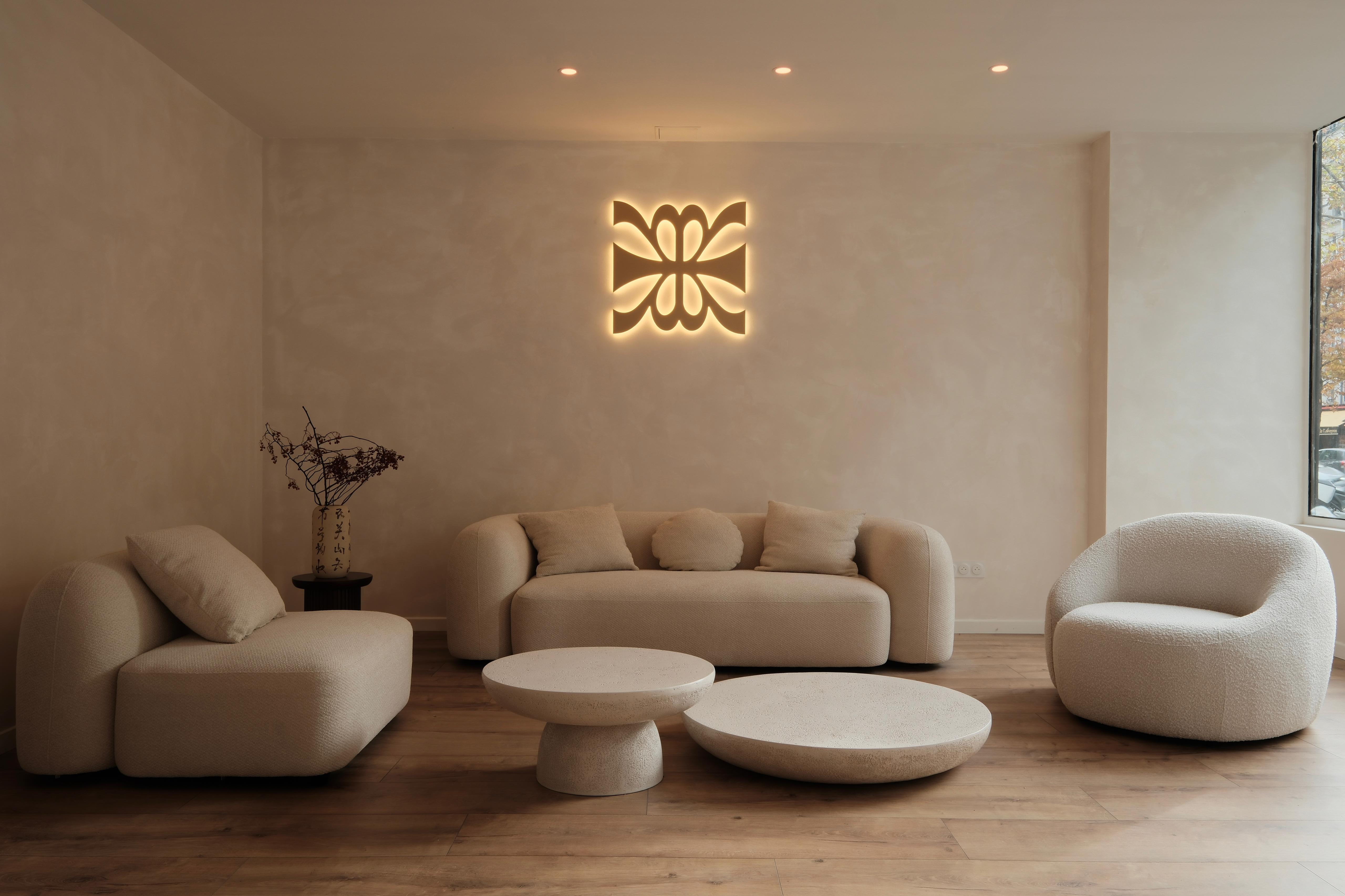 Architectural space with natural light and material finishes